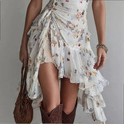 Sophie™ – Vestido de Verano con Estampado Floral, Escote en V y Volantes